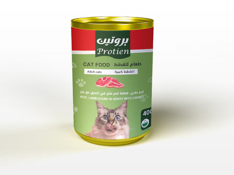 Protien Adult Cat Beef, Lamb Chunk in Gravy with Carrot 400g