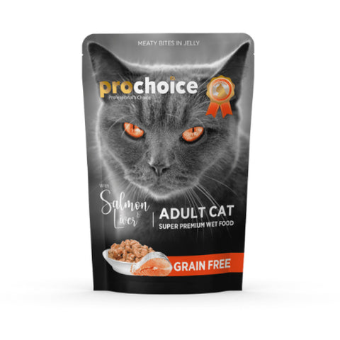 Prochoice Pouch Adult Salmon and Liver Chunks in Jelly 85g